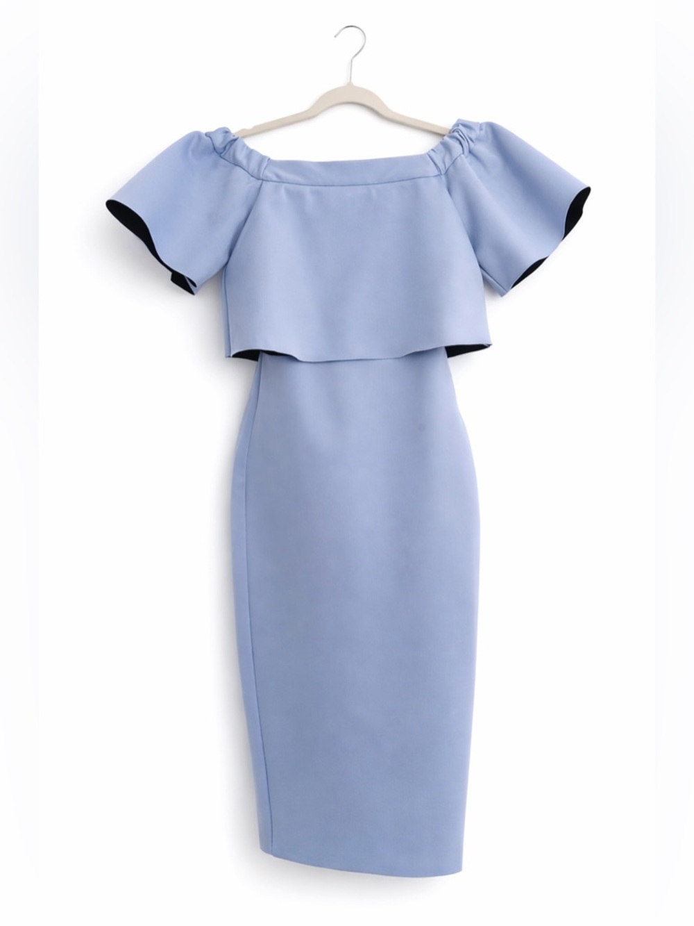 ASOS Light Blue One-Shoulder Ruffle Midi Dress - Picture 3 of 4
